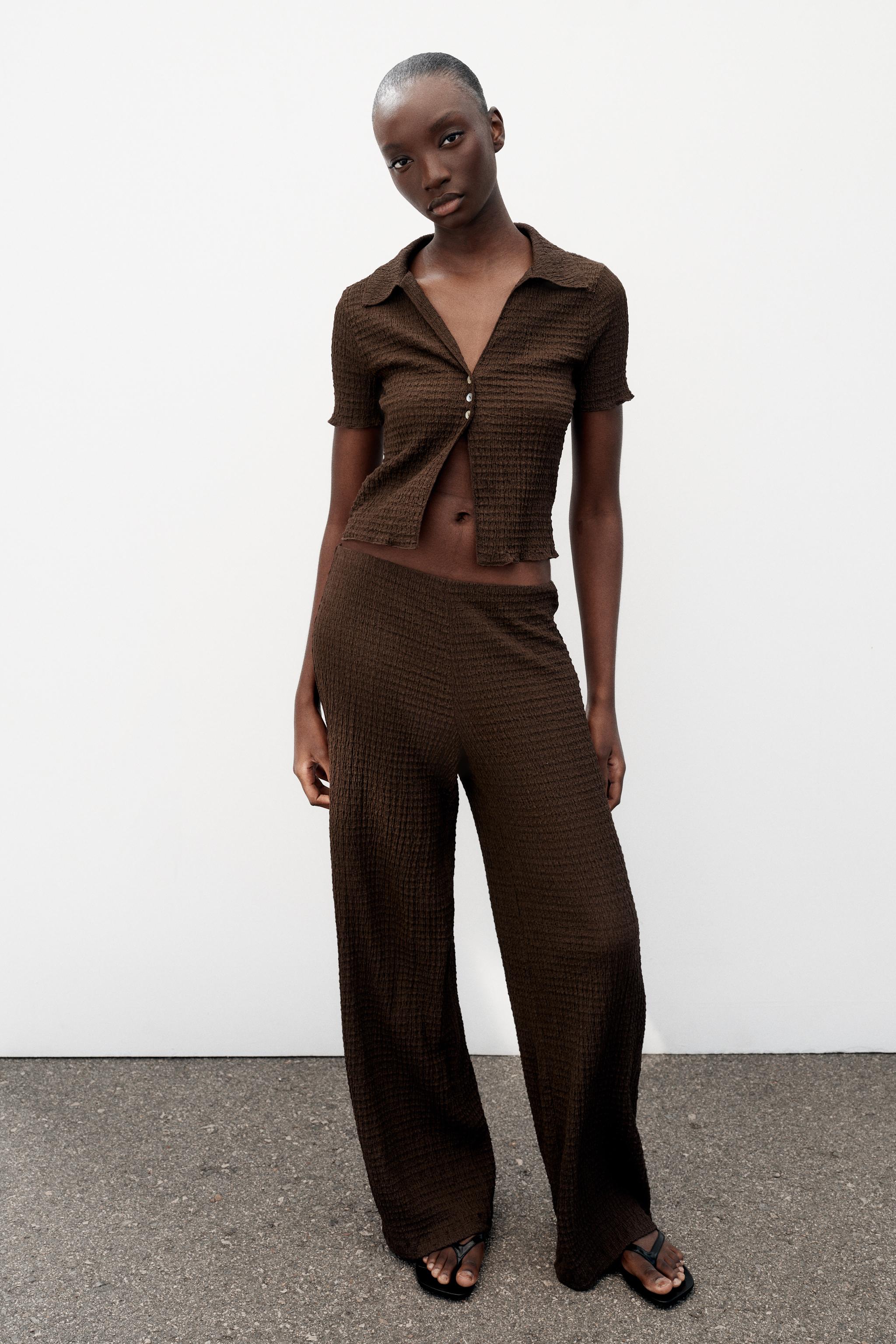 PANTALON DROIT TEXTURÉ